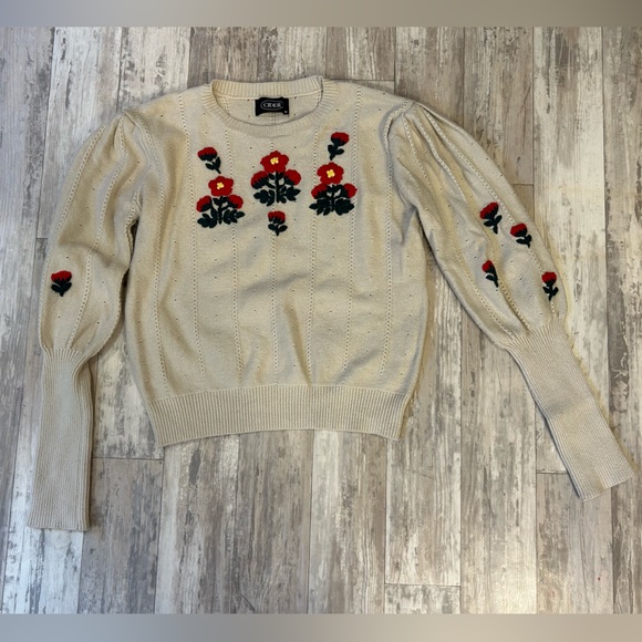 Cider Sweaters - Cider Embroidered Floral Sweater